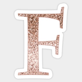 F rose gold glitter monogram letter Sticker